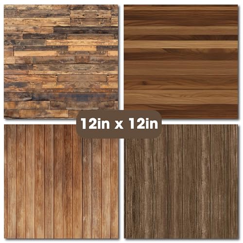 Desecraft Vintage Wood Texture 12x12 Scrapbooking Cardstock Decorative Paper for Card Making Background Origami Textured Decorative Scrapbook Paper Scrapbook Materials Supplies - Image 2
