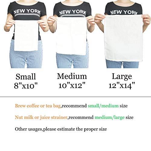 AUXIN Cheesecloth Bags for Straining,Reusable Cold Brew Coffee Cheese Cloths Strainer,Large Nut Milk Tea Juice Bag,100% Natural Cotton Fine Mesh Filter Bags(Large,4 Pack) - Image 5