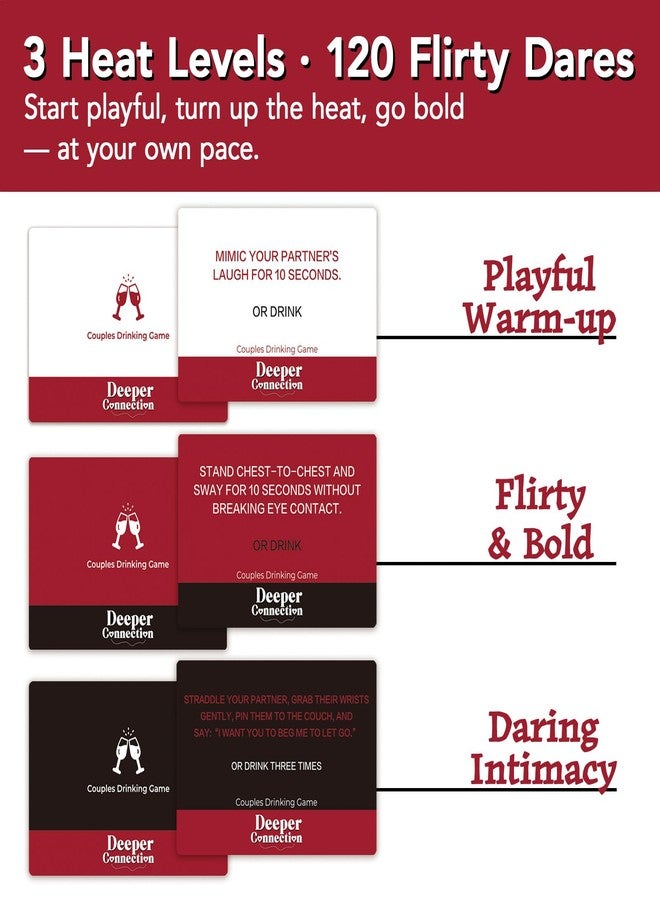 Odrano Store Odrano Couples Card Games for Adults - 120 Flirty & Romantic Dares with 3 Levels, Fun Date Night Game for 2 Players, Intimate Couples Games with Optional Drinking, Wedding Gift for Couple - Image 2