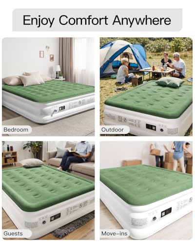 Zearna King Size Air Mattress with Built in Pump, 18" Raised Comfort Air Bed, Upgraded Flocked Top Blow up Mattress with Carrying Bag, Inflatable Mattress for Guests & Home, AirBed, 750 lbs Max - Image 5