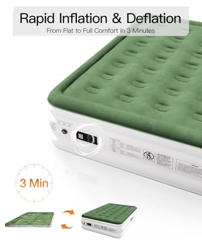 Zearna King Size Air Mattress with Built in Pump, 18" Raised Comfort Air Bed, Upgraded Flocked Top Blow up Mattress with Carrying Bag, Inflatable Mattress for Guests & Home, AirBed, 750 lbs Max - Image 4