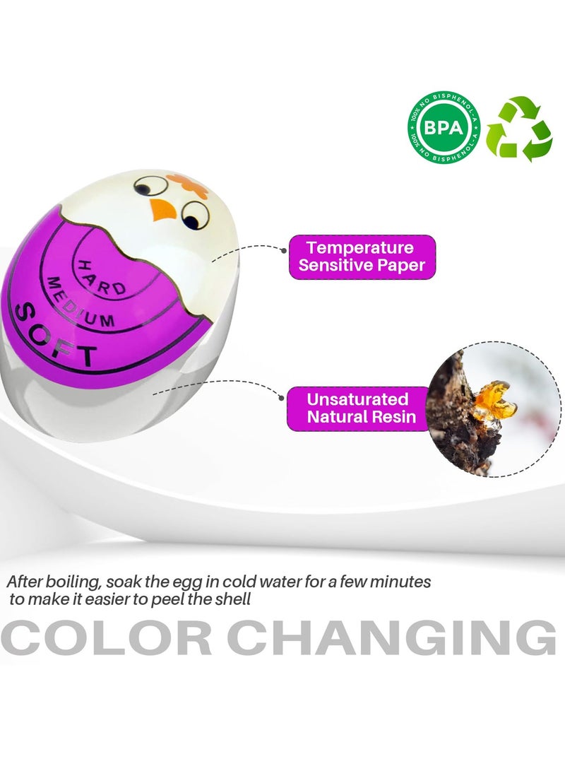 SOLARAE 3 قطع مؤقت بيض لسلق البيض ناعم صلب مؤقت بيض يتغير لونه عند الانتهاء (بنفسجي) - Image 3