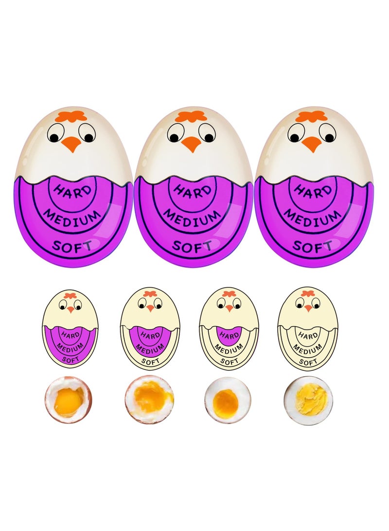 SOLARAE 3 قطع مؤقت بيض لسلق البيض ناعم صلب مؤقت بيض يتغير لونه عند الانتهاء (بنفسجي) - Image 1