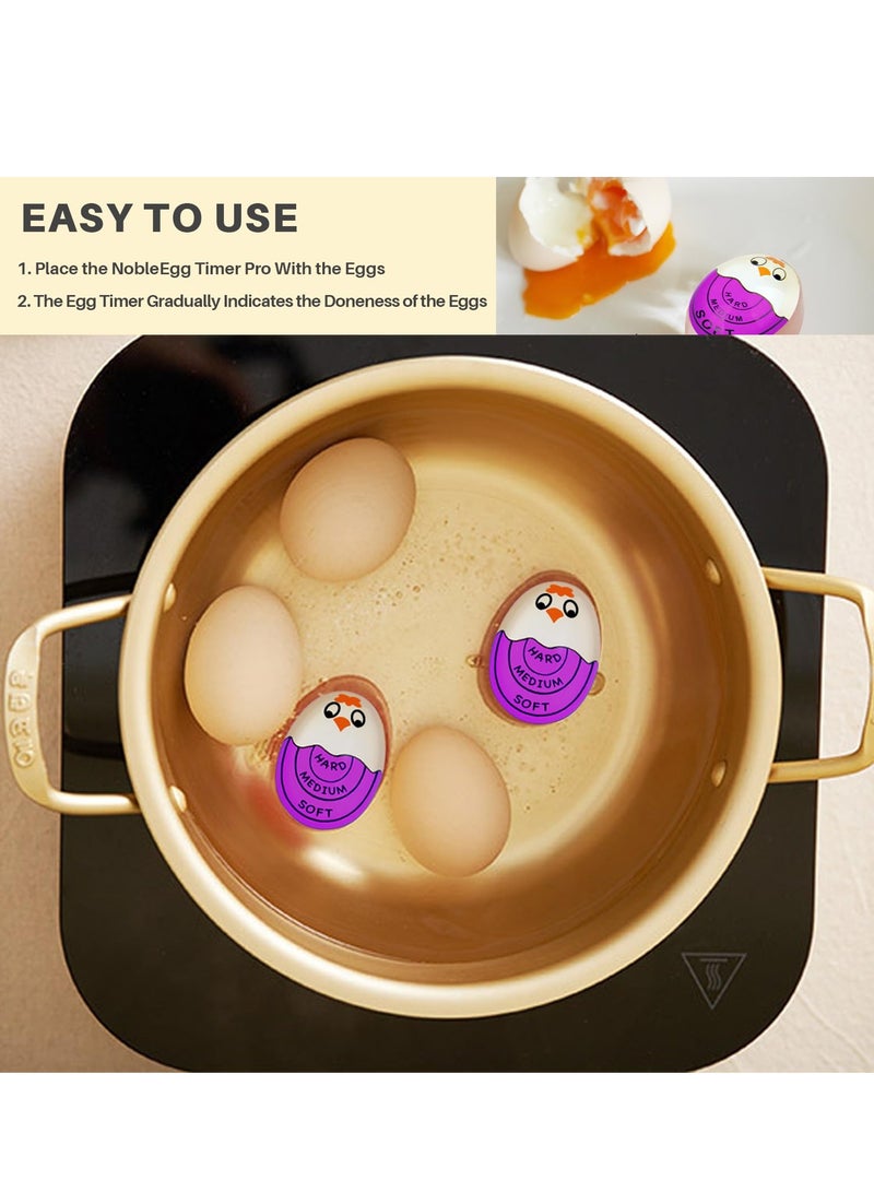 SOLARAE 3 قطع مؤقت بيض لسلق البيض ناعم صلب مؤقت بيض يتغير لونه عند الانتهاء (بنفسجي) - Image 5