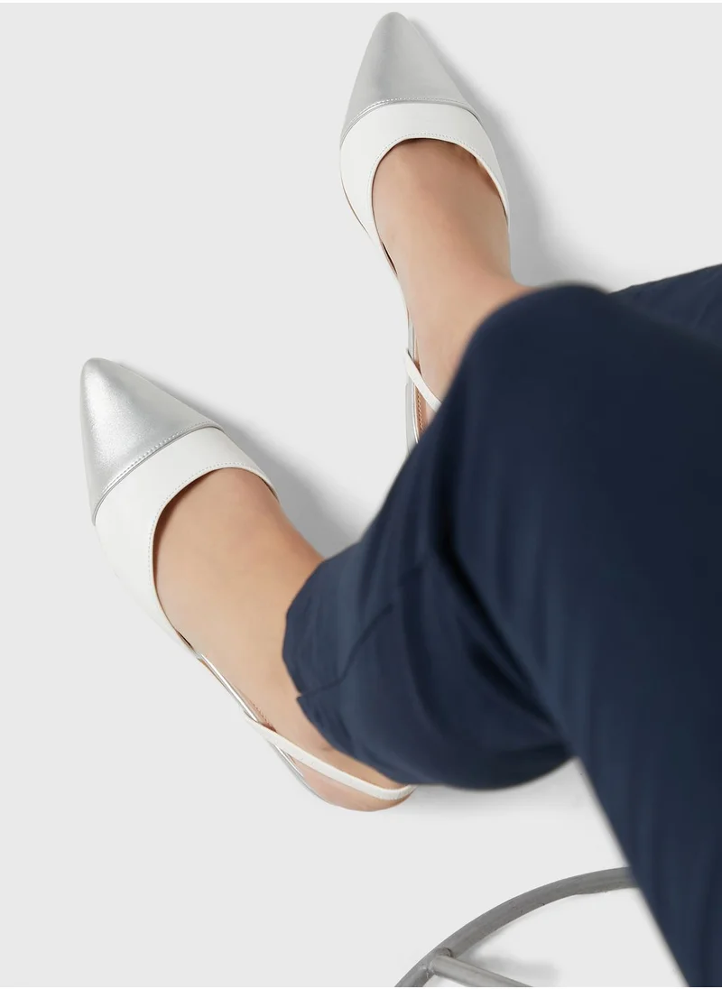 ELLA Colour Block Strap Pointed Flat Shoe