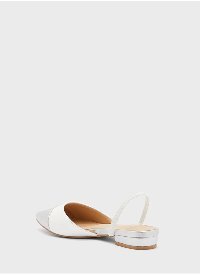 ELLA Colour Block Strap Pointed Flat Shoe
