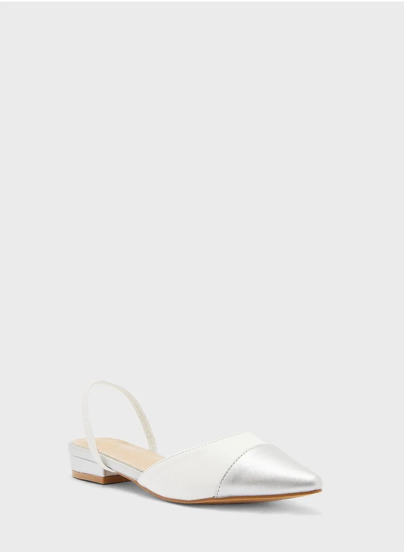 ELLA Colour Block Strap Pointed Flat Shoe