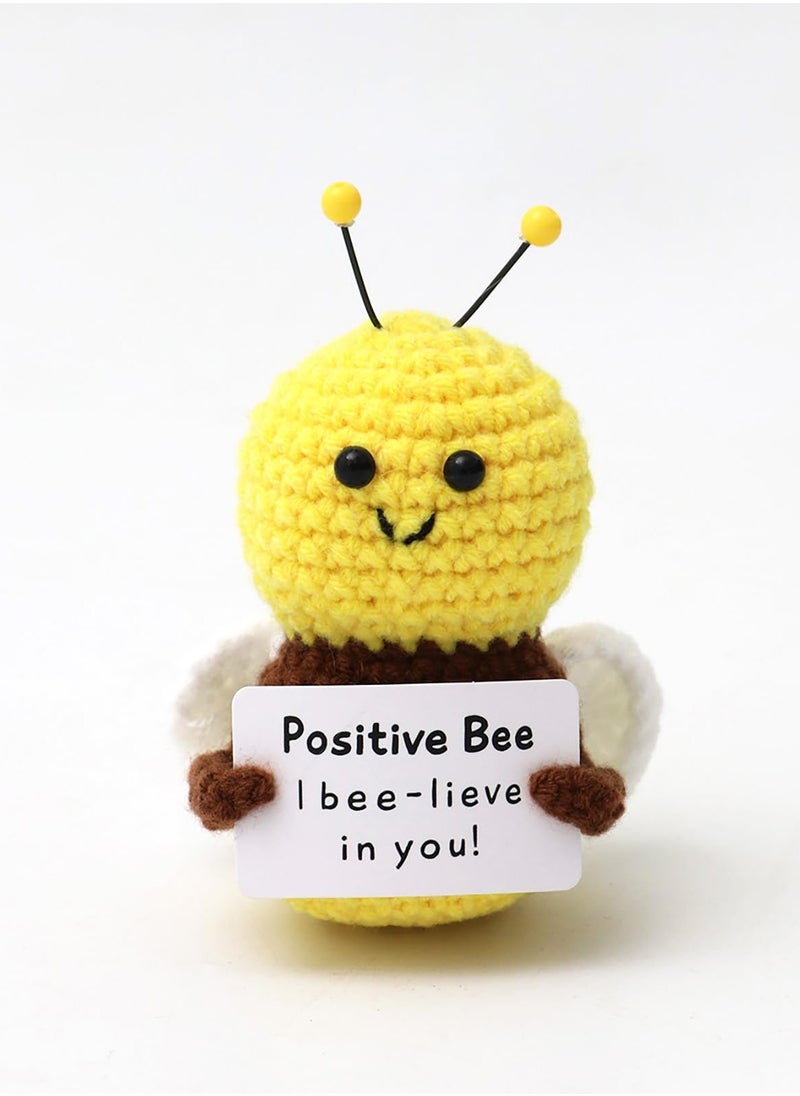 Mini Fun Positive Energy Crochet Bee- Handmade Emotional Support Plush Toys, Inspirational Decorative Gifts for Children and Adults  - Image 1