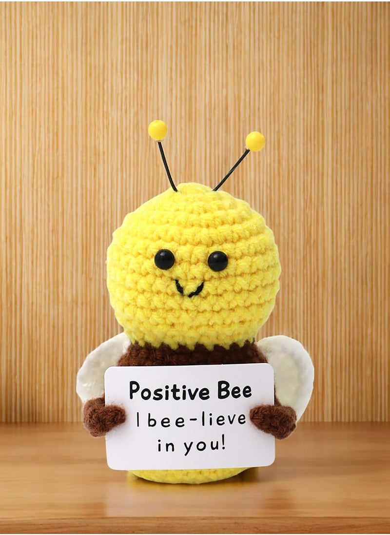Mini Fun Positive Energy Crochet Bee- Handmade Emotional Support Plush Toys, Inspirational Decorative Gifts for Children and Adults  - Image 3