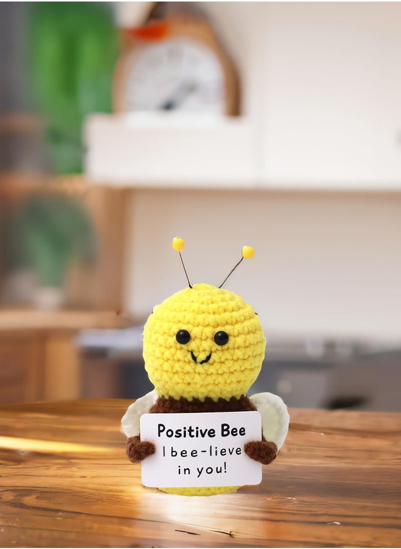 Mini Fun Positive Energy Crochet Bee- Handmade Emotional Support Plush Toys, Inspirational Decorative Gifts for Children and Adults  - Image 4