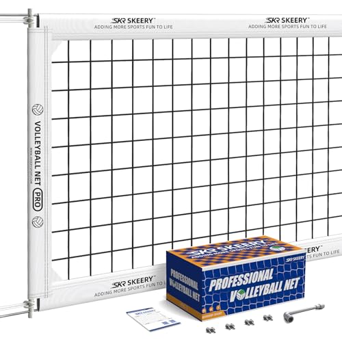 SKEERY Professional Volleyball Net,Official Size 32×3.3FT,Equipped with Double Steel Cables with 3.3FT Double Side Bars,Portable Volleyball Net for Backyard,School,Courts(PRO) - Image 1