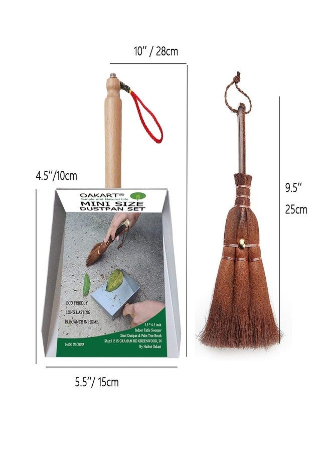 OAKART Mini Metal Dustpan and Brush Set, Natural Hand Broom, Stainless Steel Dust Pan, Heat-Safe for Fireplace Ash Cleaning, Anti-Static, Eco-Friendly - Image 3