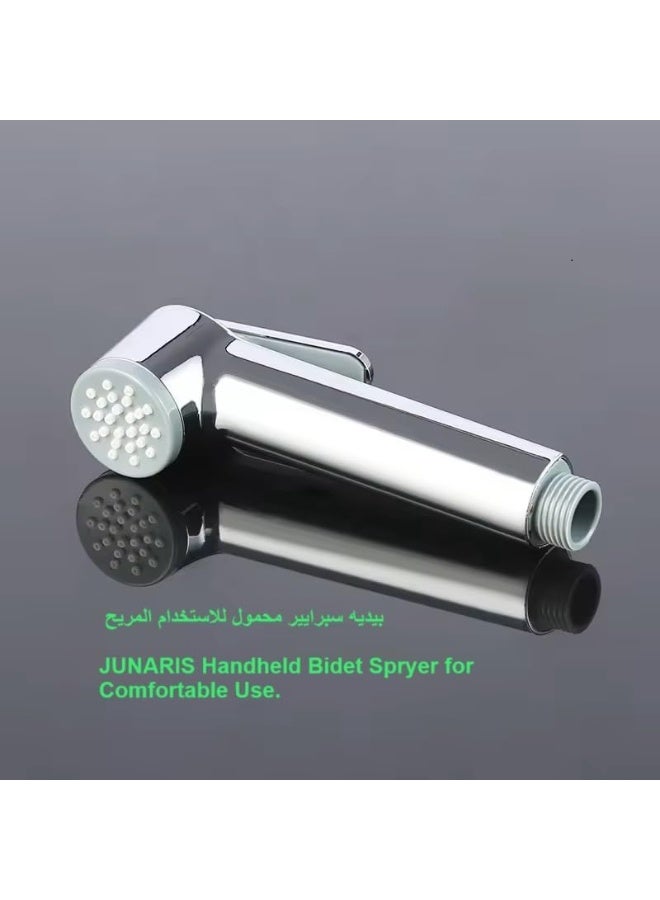 JUNARIS Handheld Bidet Sprayer Set For Toilet Toilet Bidet Stainless Steel Shattaf With Premium Hose For Bathroom And Washroom | Chrome Shattaf Set Stainless Steel Hose (Classic) - Image 3