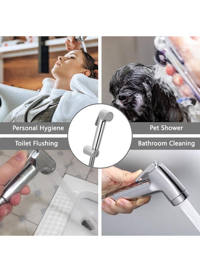 JUNARIS Handheld Bidet Sprayer Set For Toilet Toilet Bidet Stainless Steel Shattaf With Premium Hose For Bathroom And Washroom | Chrome Shattaf Set Stainless Steel Hose (Classic) - Image 4