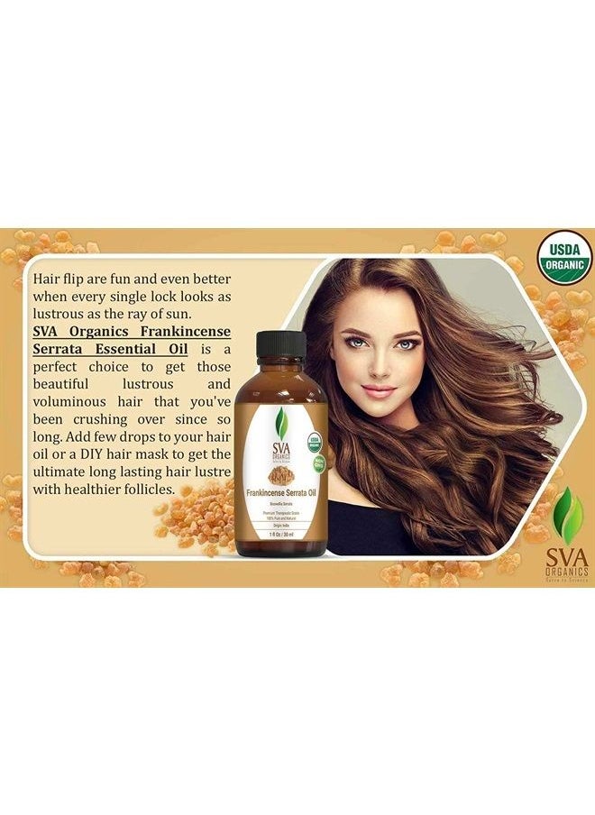 SVA Organics - SVA Organics Frankincense Serrata Essential Oil Organic Certified 30 ml (1 fl oz) with Dropper 100% Pure, Natural & Premium Therapeutic Grade for Glowing Skin, Shiny Hair, Aromatherapy & Diffuser - Image 1