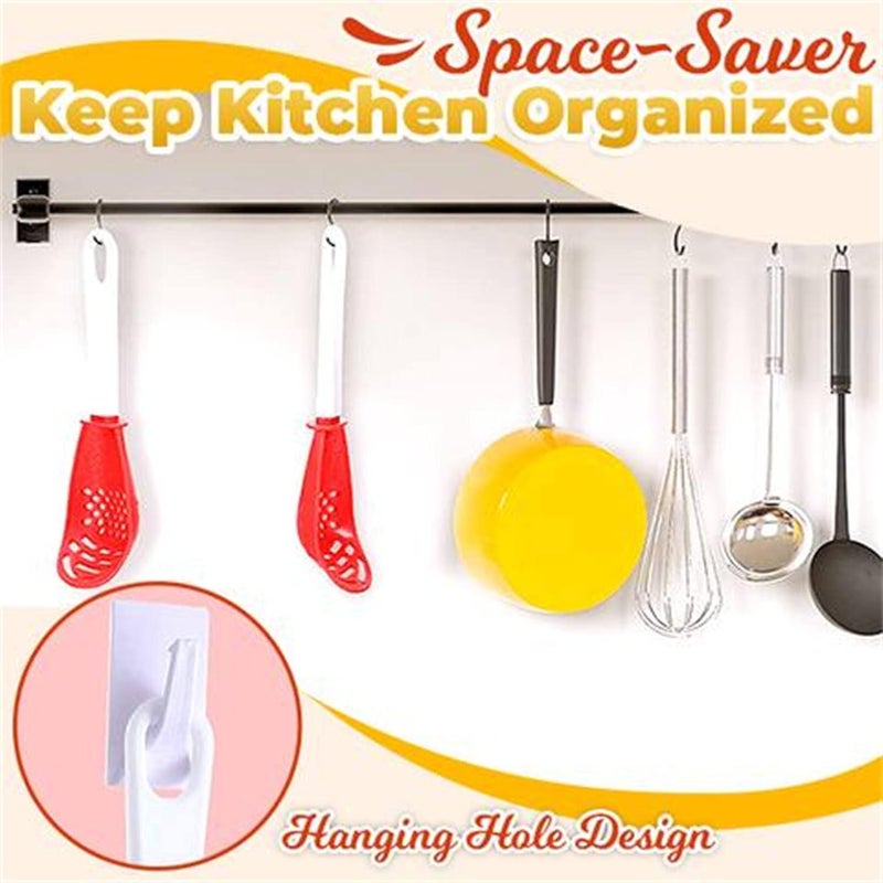 ويوبلز ملعقتان متعددتا الوظائف للطبخ في المطبخ، لتصفية وهرس وطحن المكونات، ملعقة مطبخ مثقبة متعددة الأغراض لطحن وتصفية المكونات، ملعقة مطبخ مثقبة لتصفية وغمس الطعام (أسود) - Image 4