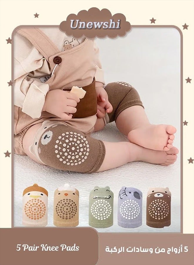 Unewshi 5 Pairs Baby Knee Pads for Crawling, Breathable Summer Baby Crawling Knee Pads, Anti Slip Adjustable Knee Pads, High Elastic Soft Baby Knee Protectors, Leg Warmers for Baby Toddler Girls Boys - Image 1