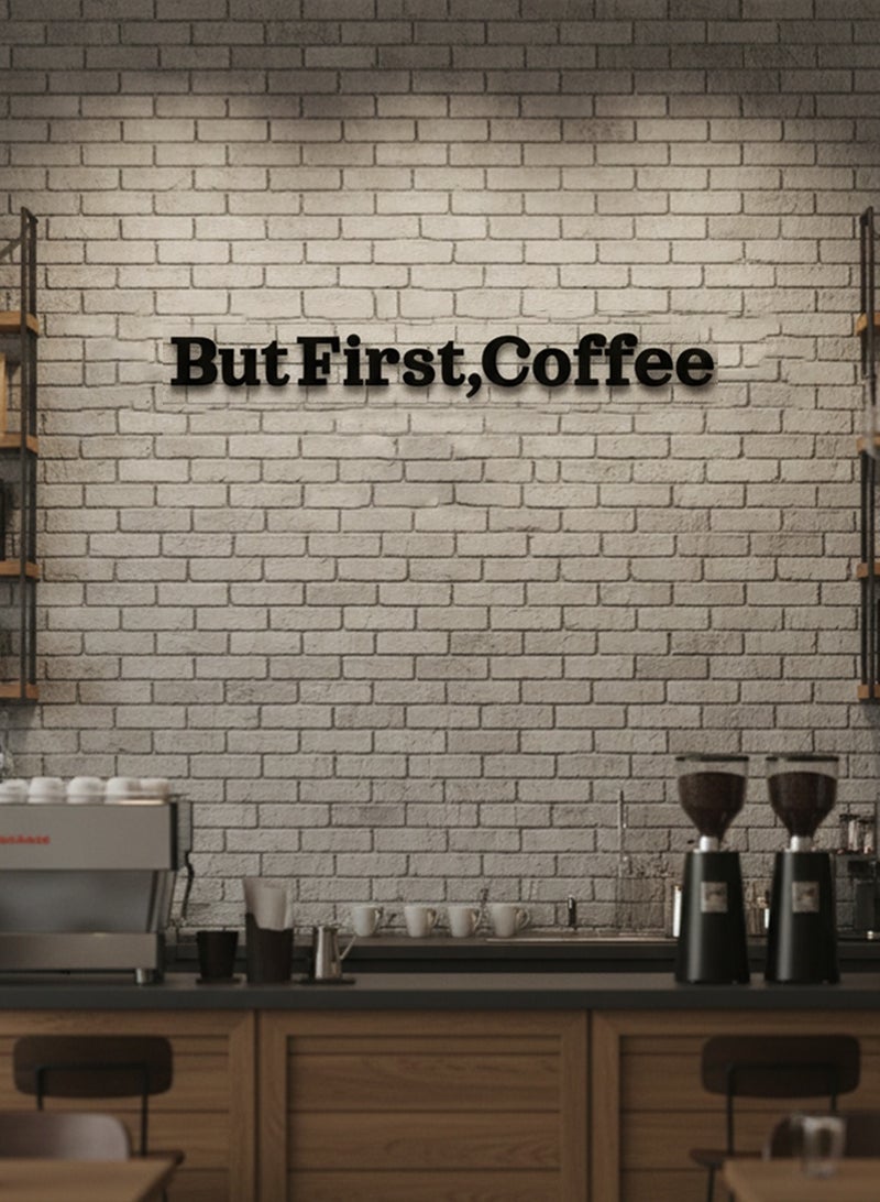 LOWHA Acrylic Wall Art with Back Sticker Featuring a Laser Cut But First Coffee Phrase - Image 1