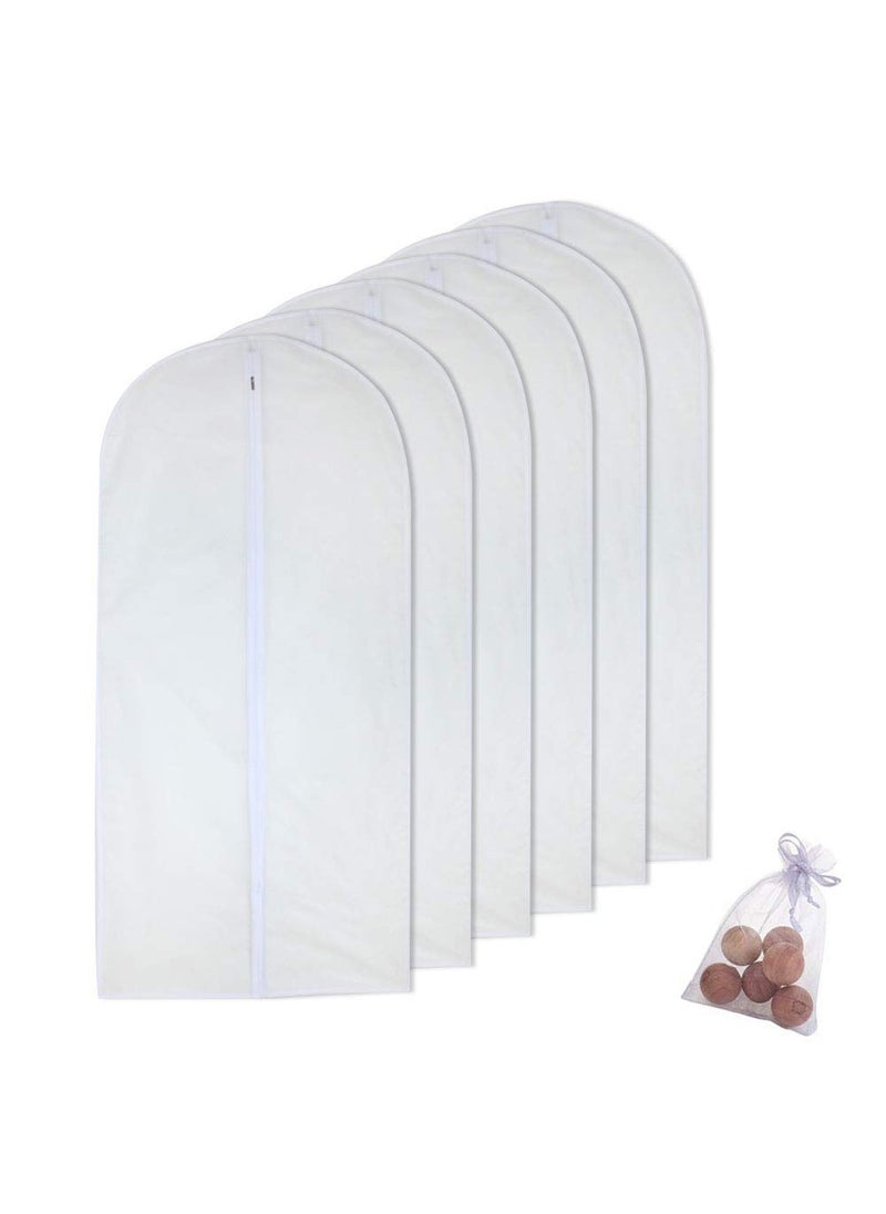 HomeClean Garment Bag Covers 24 x48 Garment Bags White Breathable Full Zipper Dust Cover for Clothes Storage Closet Pack of 6 