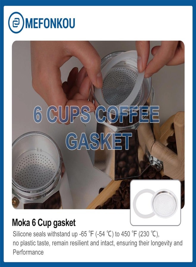 MEFONKOU 6 Cup Coffee Gasket for Bialetti Moka Aluminium Stove Top Espresso Machine Pots Express - 6 Gasket and 2 Stainless Filter (2 Kit) - Image 5