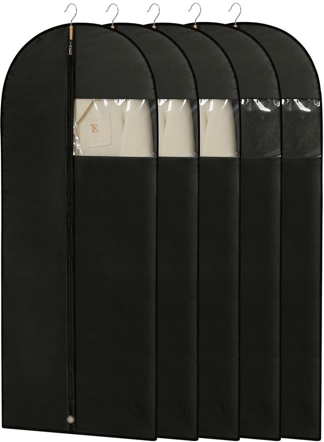 Perber Dress Bags for Gowns, 65'' Long Garment Bags for Hanging Clothes, Dress Garment Bag, Black Dress Bag with Clear Window for Dresses, Coats, Uniforms（5 Packs） - Image 1