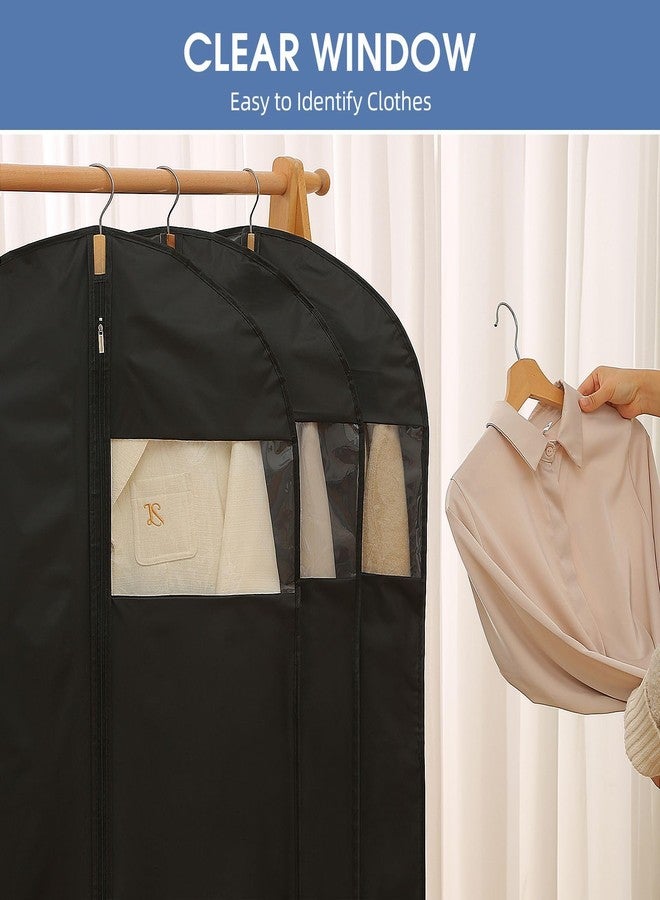 Perber Dress Bags for Gowns, 65'' Long Garment Bags for Hanging Clothes, Dress Garment Bag, Black Dress Bag with Clear Window for Dresses, Coats, Uniforms（5 Packs） - Image 3