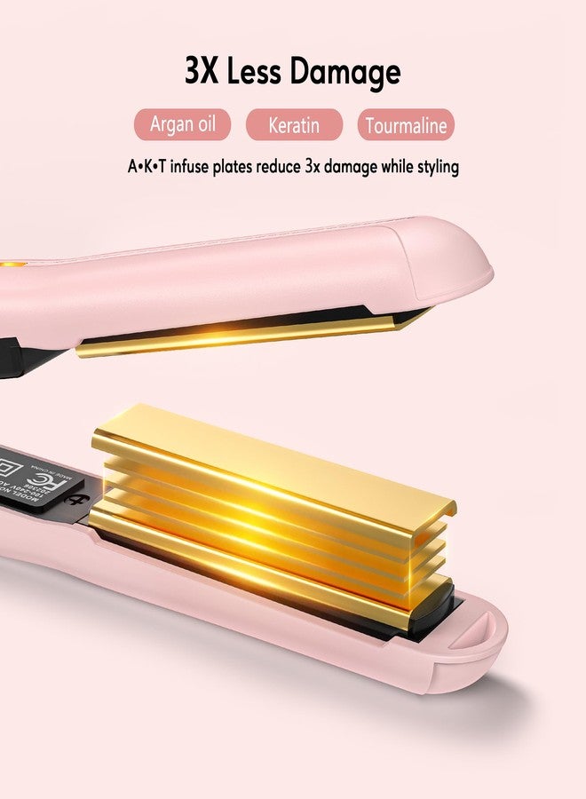 Terviiix Mini Flat Iron Hair Straightener, Adjustable Temperature, Travel-Size, 1/2" Ceramic Plates, Dual Voltage, Auto-Off, Pink - Image 5