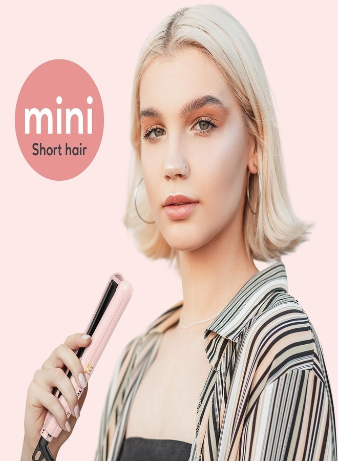 Terviiix Mini Flat Iron Hair Straightener, Adjustable Temperature, Travel-Size, 1/2" Ceramic Plates, Dual Voltage, Auto-Off, Pink - Image 2