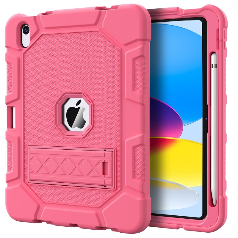 Azzsy Case for iPad A16 11th Generation 11 Inch 2025 iPad 10th Generation 109 Inch 2022 Builtin Pencil Holder Heavy Duty Shockproof Rugged Protective Case Pink
