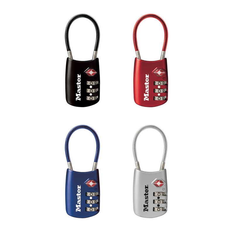 Master Lock قفل أمتعة مع مجموعة تركيبة خاصة بك معتمد من TSA، قفل سحاب للسفر مثالي للحقائب، والحقائب، أو حقائب الظهر، 4 عبوات، قد يختلف اللون، 4688EC4 - Image 4