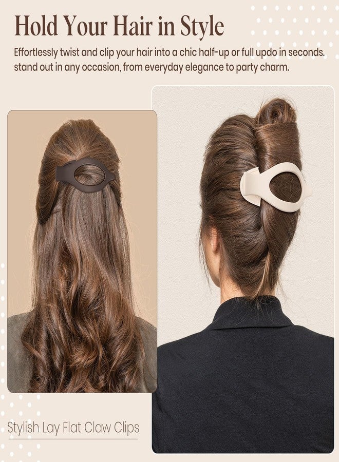 Melodio 4 PCS Large Flat Hair Clips for Women Girls, French Concord Lay Down Claw Clips for Thick Thin Hair, Comfortable Curved Flat Hair Clips, Matte Non-slip Strong Hold Hair Accessories - Image 5