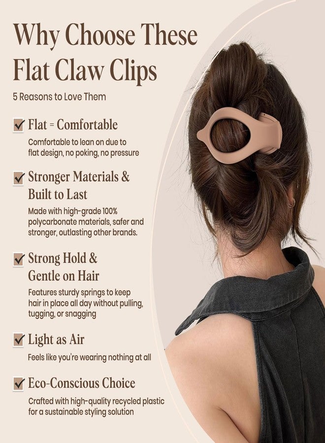 Melodio 4 PCS Large Flat Hair Clips for Women Girls, French Concord Lay Down Claw Clips for Thick Thin Hair, Comfortable Curved Flat Hair Clips, Matte Non-slip Strong Hold Hair Accessories - Image 4
