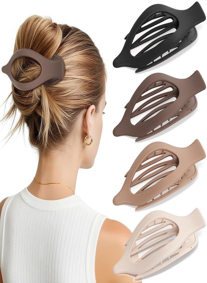 Melodio 4 PCS Large Flat Hair Clips for Women Girls, French Concord Lay Down Claw Clips for Thick Thin Hair, Comfortable Curved Flat Hair Clips, Matte Non-slip Strong Hold Hair Accessories - Image 1