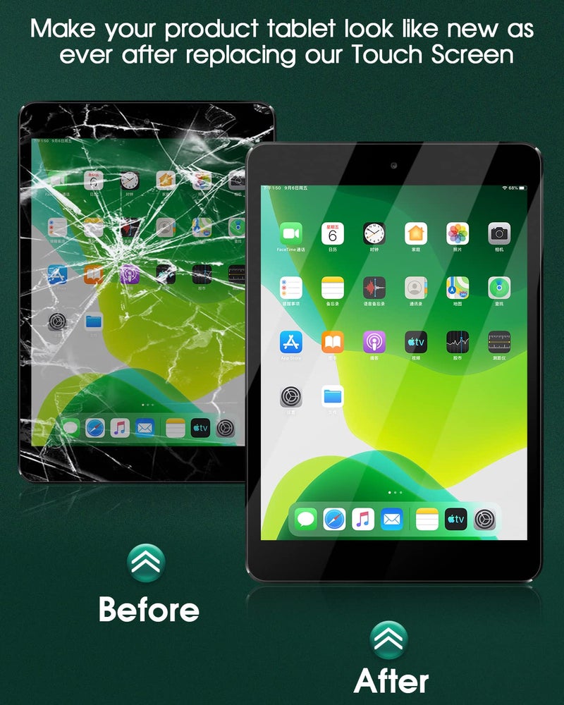 SRJTEK استبدال شاشة SRJTEK لجهاز iPad 5 Air الجيل الأول A1474 A1475 A1476 - استبدال شاشة اللمس مع مجموعة مستشعر الزجاج - زر الصفحة الرئيسية وحامل الكاميرا مثبت مسبقًا مع ملصقات لاصقة (أبيض) - Image 2