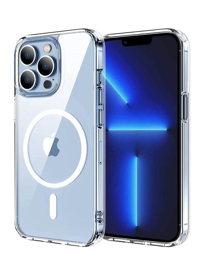BGM Magnetic iPhone 13 Pro Max 6.7 Inch Case Clear TPU Transparent with Shock Absorption Proof Anti Scratch Resistant Bumper Protective Crystal Cover 