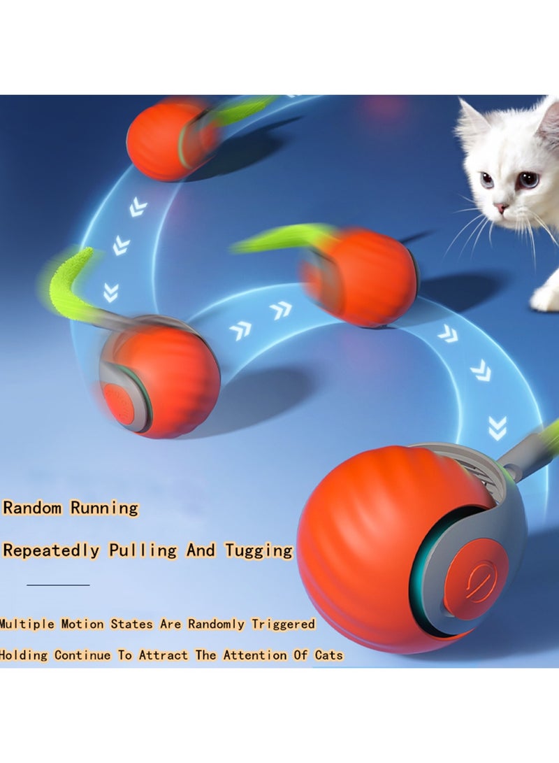 Beauenty Speedy Tail 2.0, Moving Cat Ball, New Generation Interactive Cat Toy, Electric Cat Ball Toy, Interactive Cat Toy With Two Speed Adjustment, Automatic Moving Ball 2PCS(Orange + Blue) - Image 3