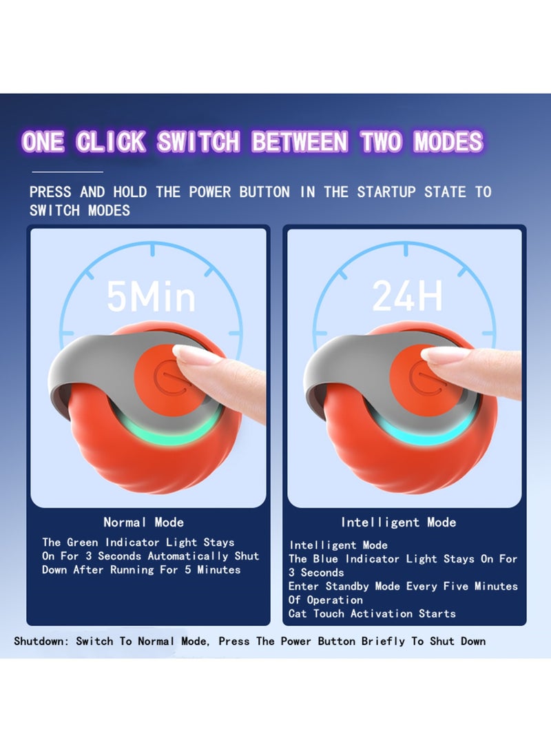 Beauenty Speedy Tail 2.0, Moving Cat Ball, New Generation Interactive Cat Toy, Electric Cat Ball Toy, Interactive Cat Toy With Two Speed Adjustment, Automatic Moving Ball 2PCS(Orange + Blue) - Image 5