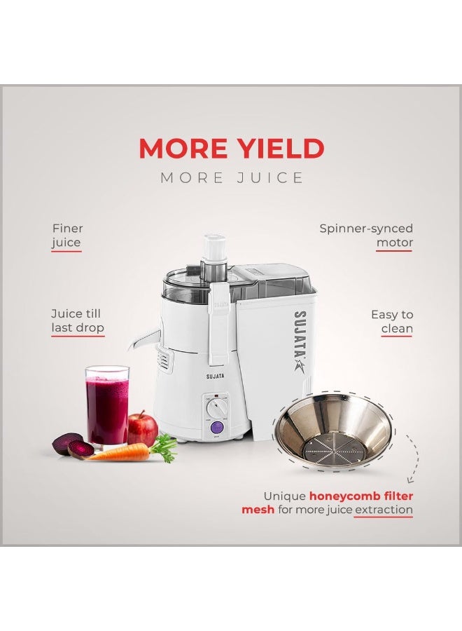 Sujata Powermatic Plus Juicer Mixer Grinder|900 Watts Double Ball Bearing Motor|22000 RPM|Non-Stop 90 Mins Running|2 Jars including 1750ml Blender, 1000ml Grinder Jar| (White) - Image 5