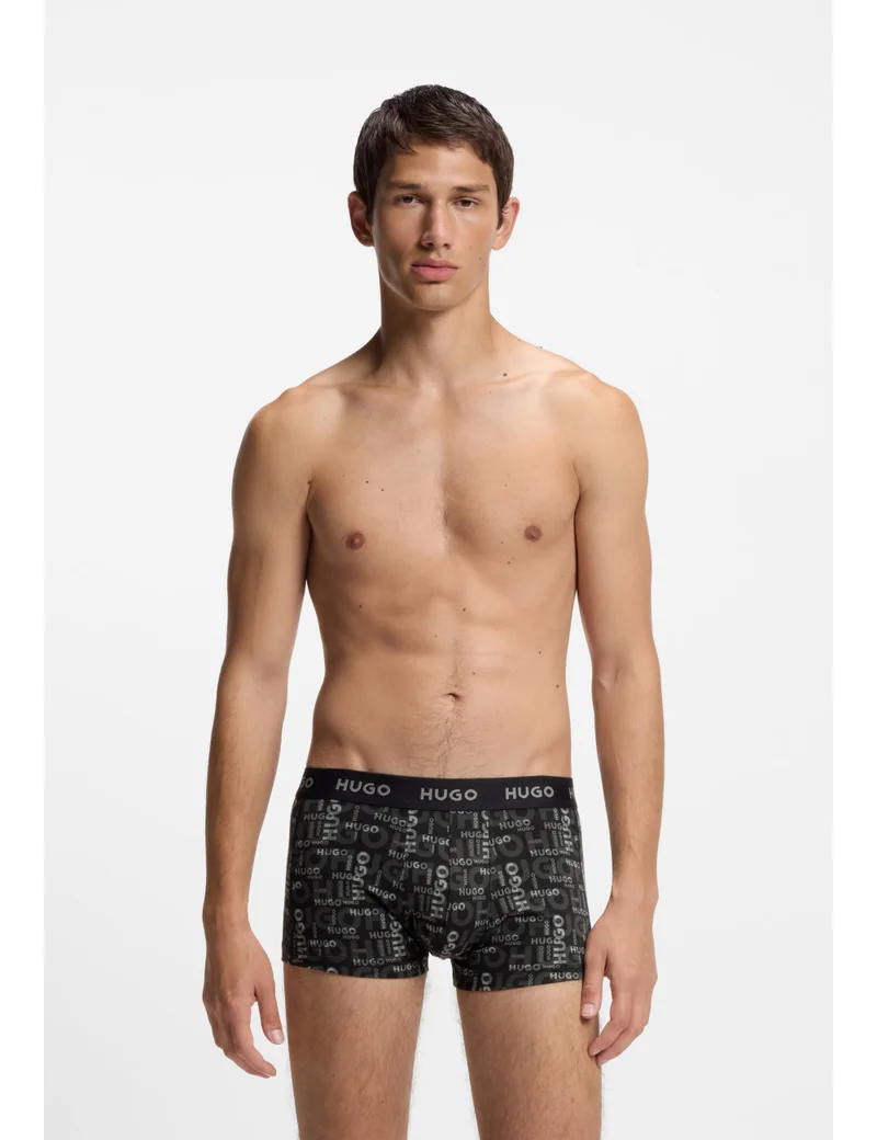هوجو Three-pack of logo trunks in stretch cotton