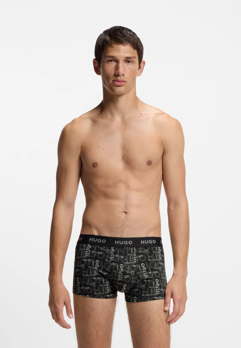 هوجو ثلاث قطع بوكسرات بشعار من القطن المطاطي