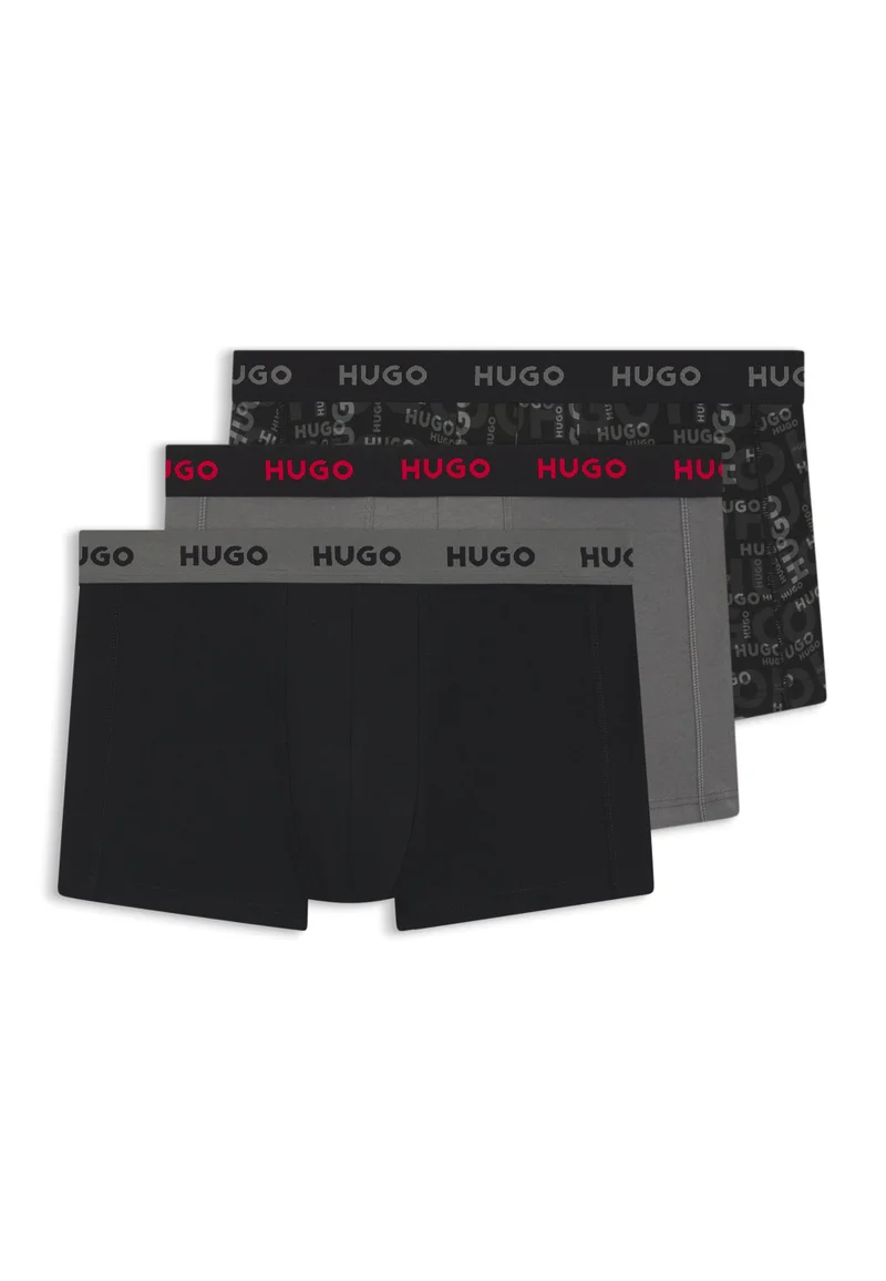 HUGO Patterned Three-pack of logo trunks in stretch cotton for Men | Best Price UAE