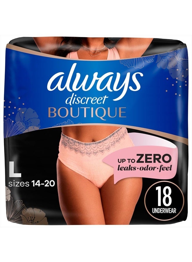 Always Discreet Boutique Adult Incontinence & Postpartum Underwear for Women, Maximum Protection, Peach, Large, 18 Count (Packaging May Vary)  - Image 1