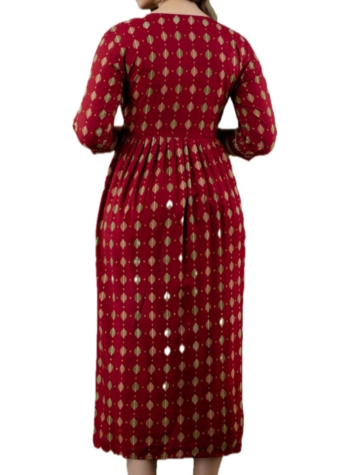 Zebees Cotton Maternity & Feeding Dress, Comfortable Fit, Concealed Zips  - Image 3
