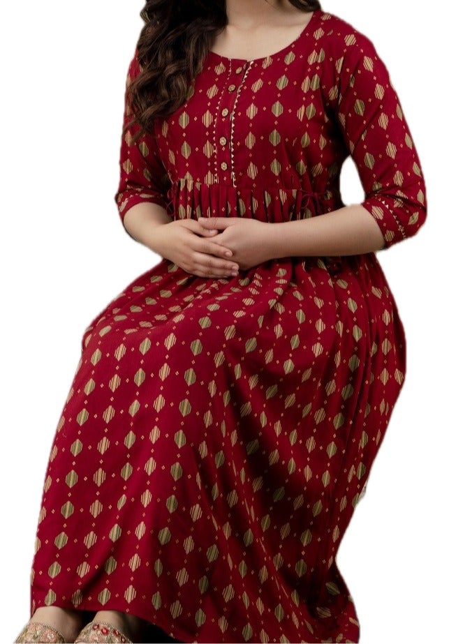 Zebees Cotton Maternity & Feeding Dress, Comfortable Fit, Concealed Zips  - Image 4