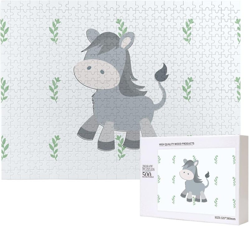 لغز بازل 500 قطعة لحمار فياحيا مبتسم للكبار، ديكور للمنزل، هدية عيد ميلاد - Image 1