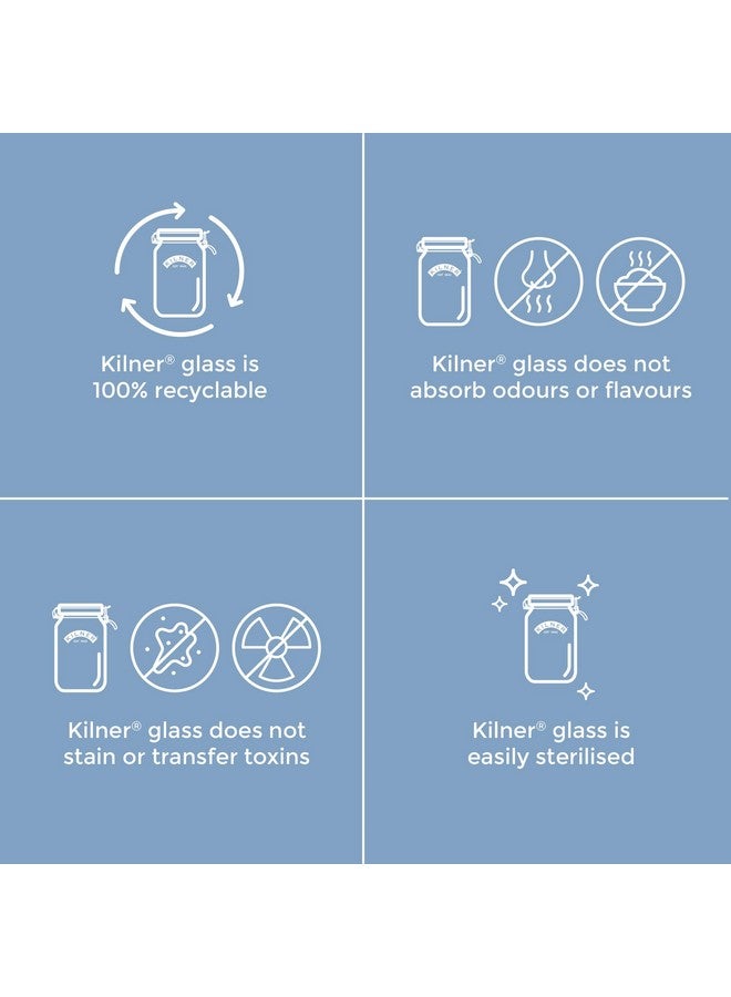 Kilner Kilner Est 1842 Premium Clip Top Airtight Glass Canister Food Storage Container Jar For Thinkitchen With Lid Of Glass, Glass Lock With Wire Clip Lock, Top Fastening Lid, 2 Litres,Transparent  - Image 3