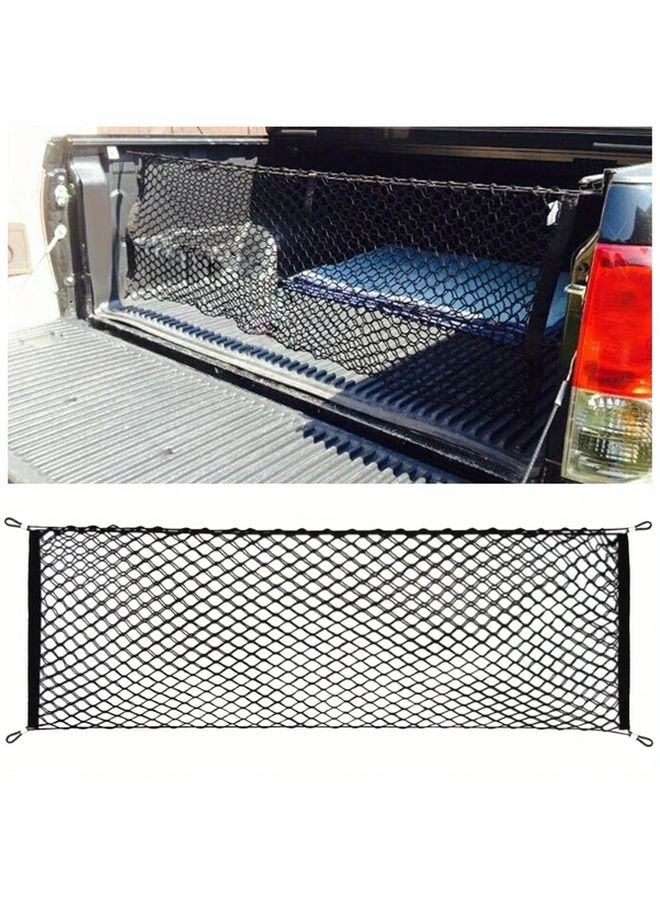 19.69 x 55.12 Inch Pickup Truck Bed Cargo Net with 4 Metal Carabiner Buckles - Image 1