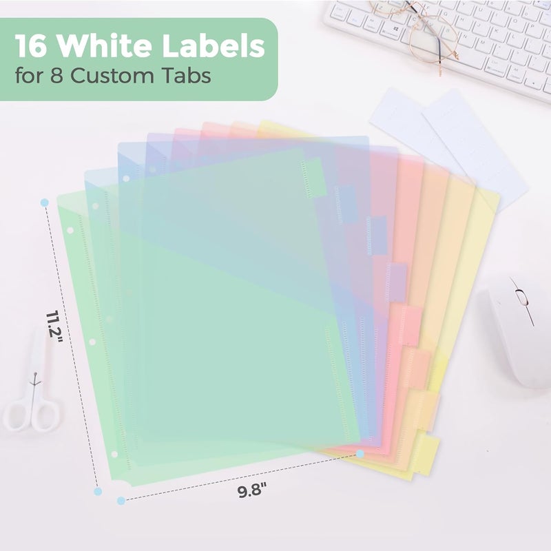Skydue Pastel Binder Dividers with Tabs and Pockets - Soft Plastic Dividers for 3 Ring Binder, Includes 16 Blank Index Labels, for School & Office Organization, Green - Image 4