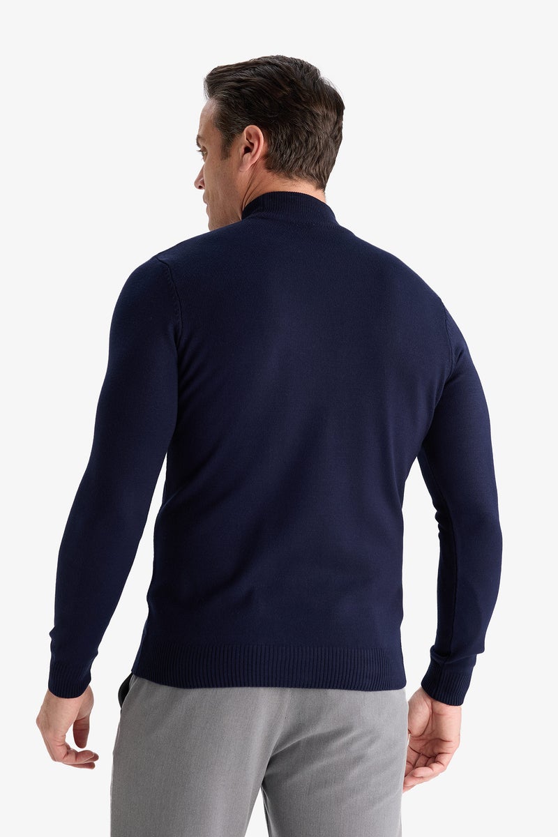 DeFacto Blue Man Slim Fit Turtleneck Knitwear Pullover Casual - Image 3