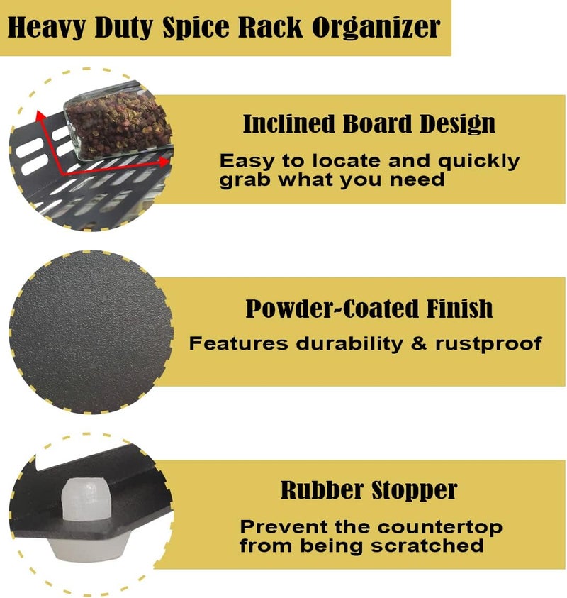 Ardier 4 Tier Countertop Spice Rack Organizer for Kitchen Cabinet Pantry or Wall Mount, Matte Black (Jars Not Included) - Image 5